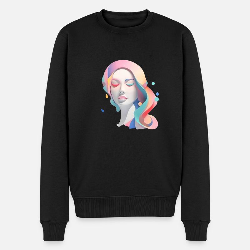 izup2u colored abstract woman - Männer Premium Bio Pullover - Schwarz