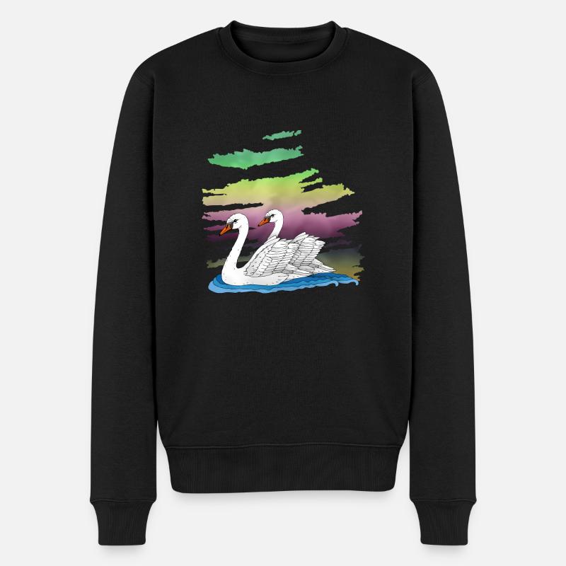 Weiße Vögel - Männer Premium Bio Pullover - Schwarz