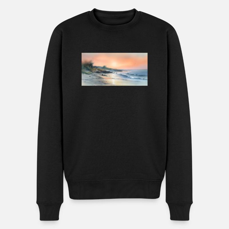 Beach Sunset - Männer Premium Bio Pullover - Schwarz