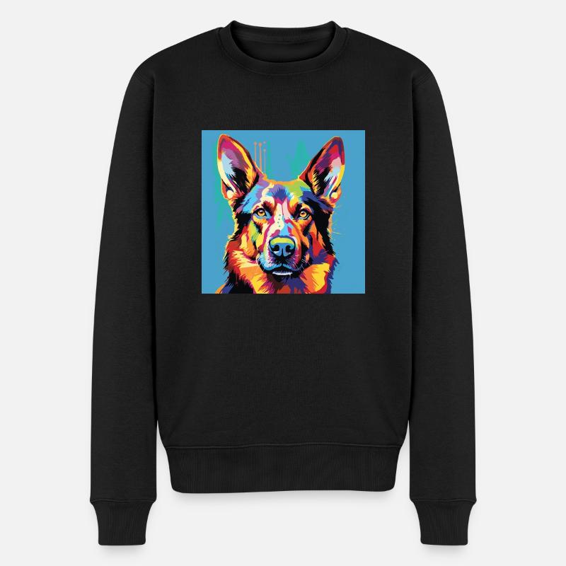 Deutscher Schäferhund Pop Art - Männer Premium Bio Pullover - Schwarz