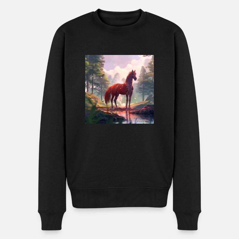 Cheval basé sur AnimeStyle - Pull Premium bio Homme - noir