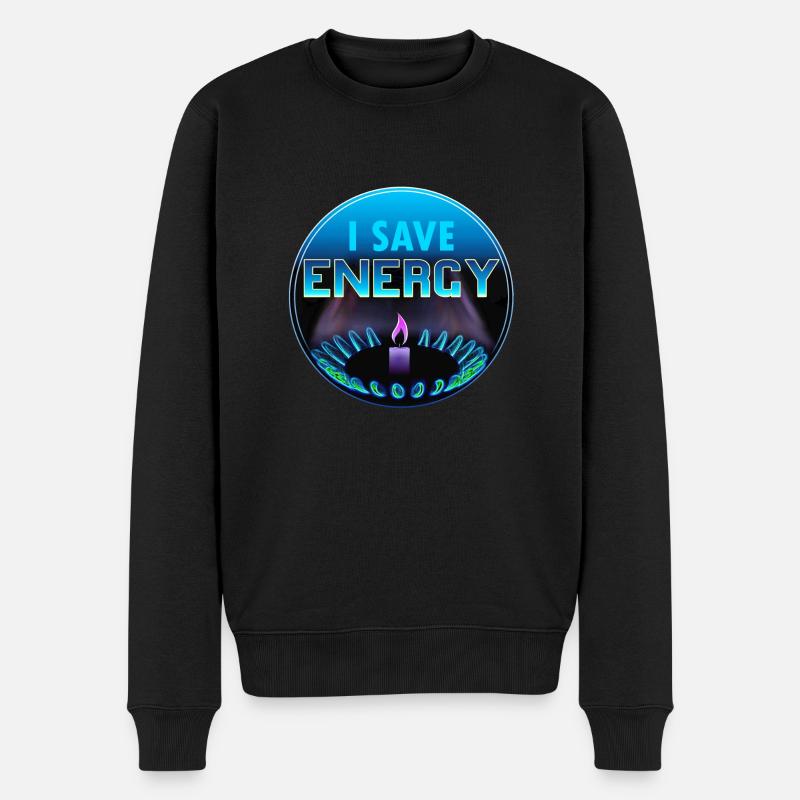 I save energy - Männer Premium Bio Pullover - Schwarz