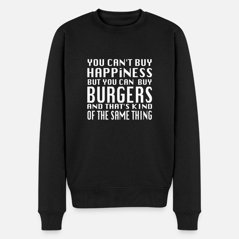 Can't buy happiness but burger - Pull Premium bio Homme - noir