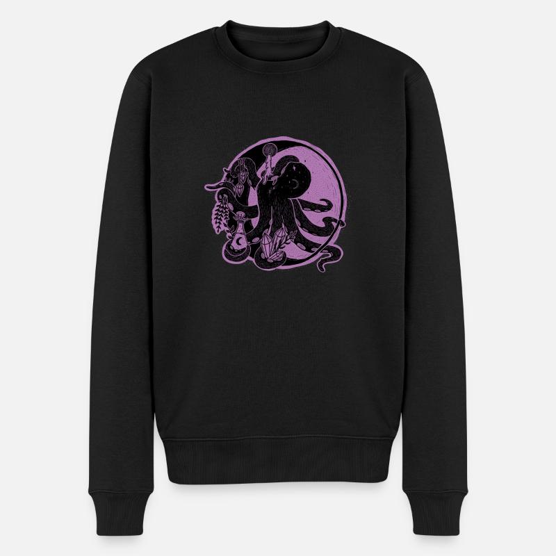 Witchy Octopus Illustration - Männer Premium Bio Pullover - Schwarz