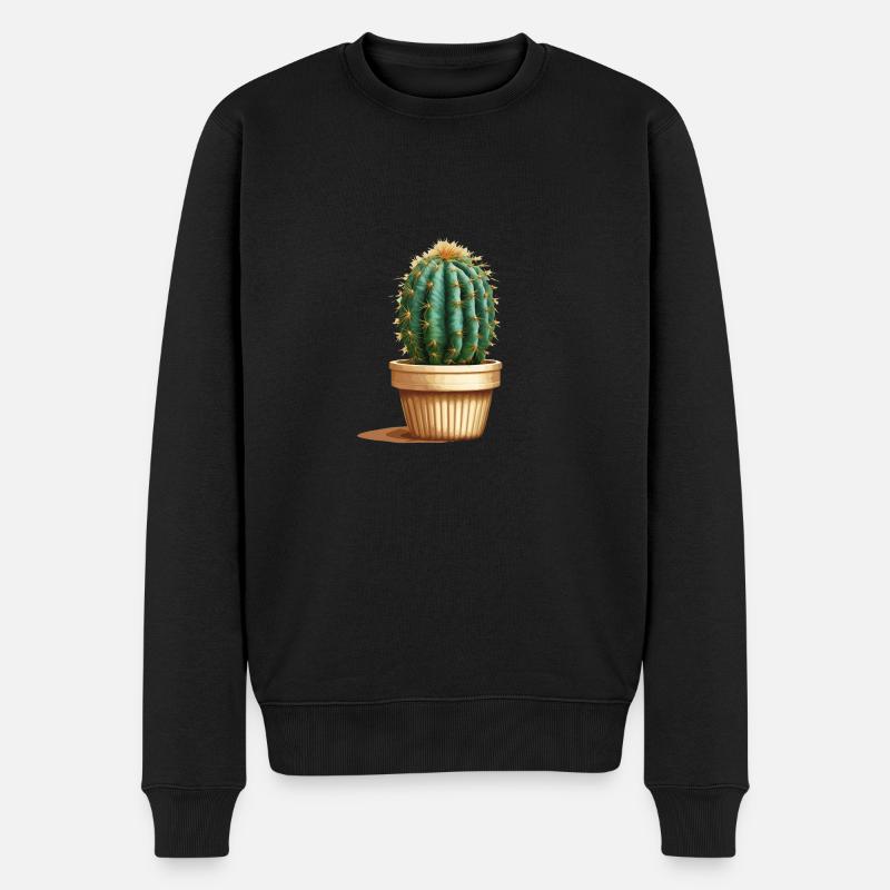 Kaktus im Topf - Männer Premium Bio Pullover - Schwarz