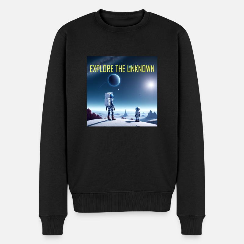 Erkunde das Unbekannte - Männer Premium Bio Pullover - Schwarz