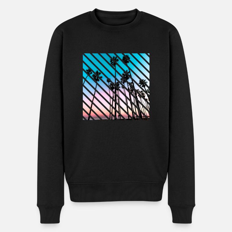 California sunset palm Trees - Pull Premium bio Homme - noir