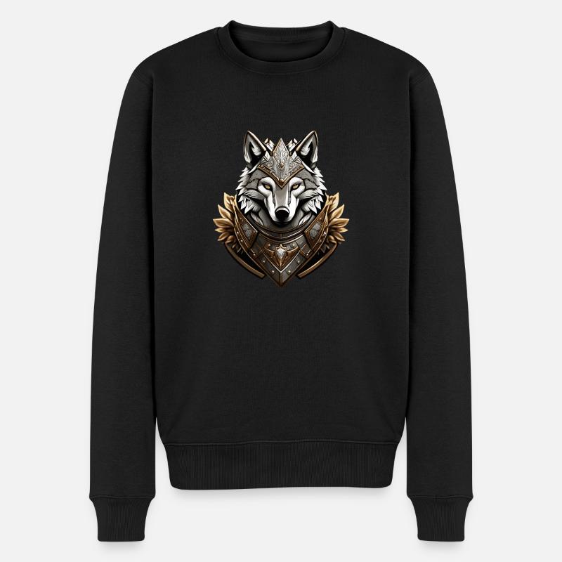 Wolf 4 von Pr3vise - Männer Premium Bio Pullover - Schwarz