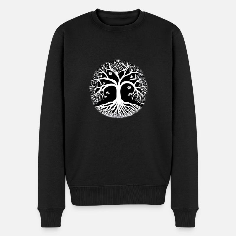 Meditation Lebensbaum Baum des Lebens Yoga - Männer Premium Bio Pullover - Schwarz