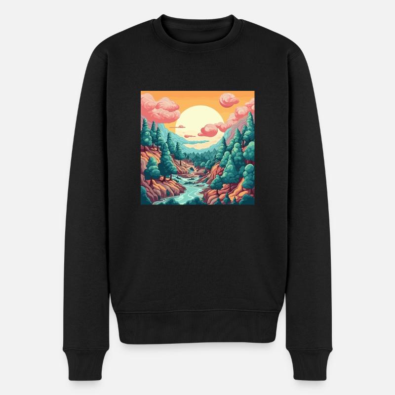 Wald Landschaft bei Tag - Männer Premium Bio Pullover - Schwarz