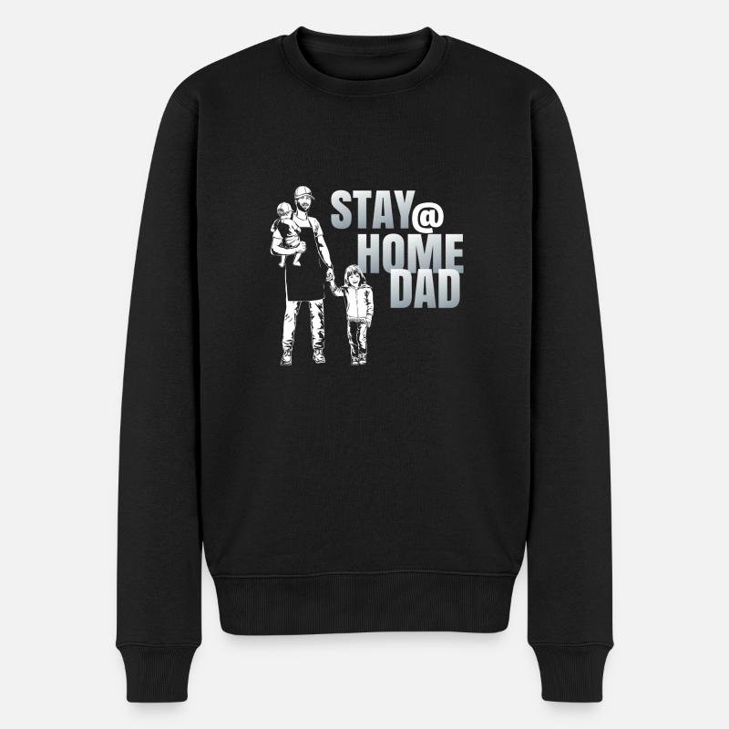 STAY @ HOME DAD - Männer Premium Bio Pullover - Schwarz