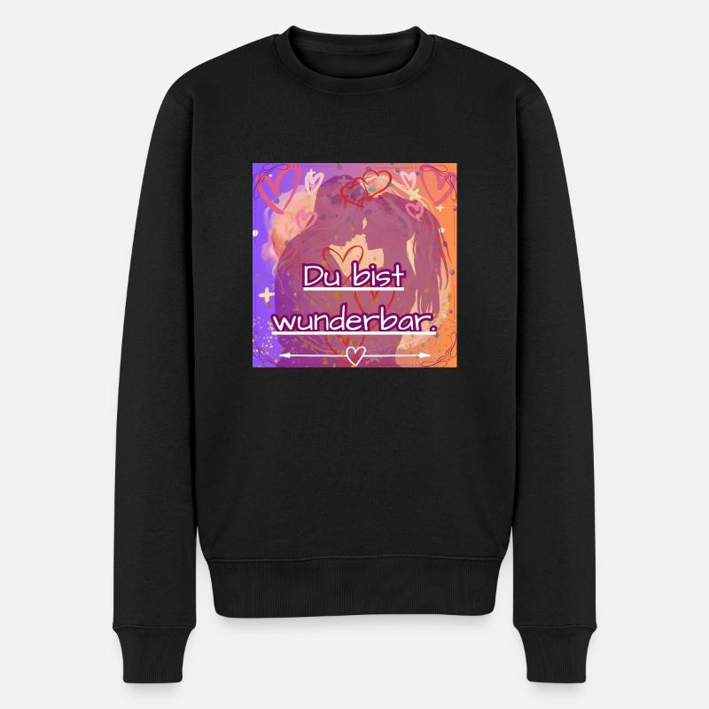 Du bist wunderbar - Männer Premium Bio Pullover - Schwarz