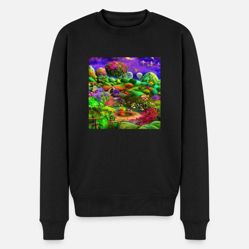 Surreal Garten - Männer Premium Bio Pullover - Schwarz
