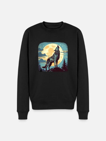 Wolf - Men's Premium Organic Jumper - black