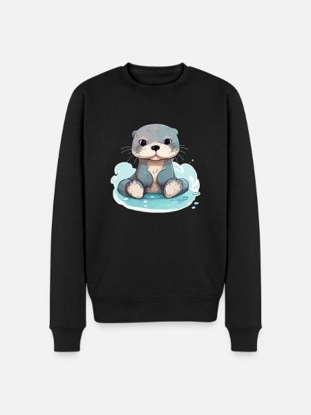 Kiki, der Otter - Männer Premium Bio Pullover - Schwarz