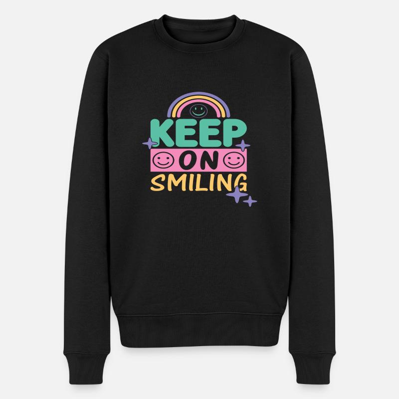 Keep On Smiling - Männer Premium Bio Pullover - Schwarz