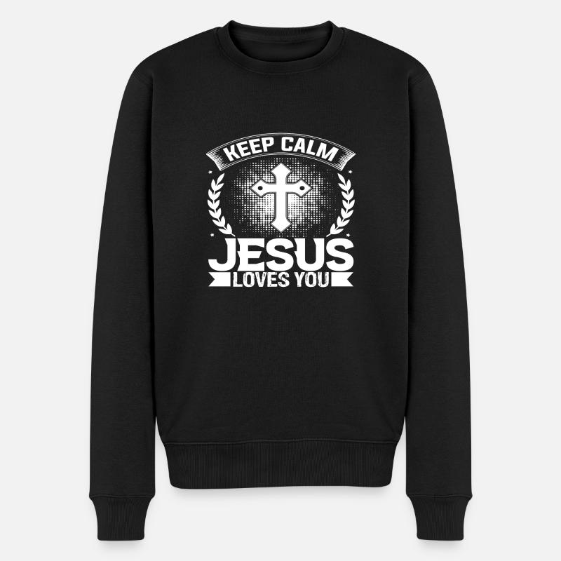 Reste calme Jésus t’aime - Pull Premium bio Homme - noir