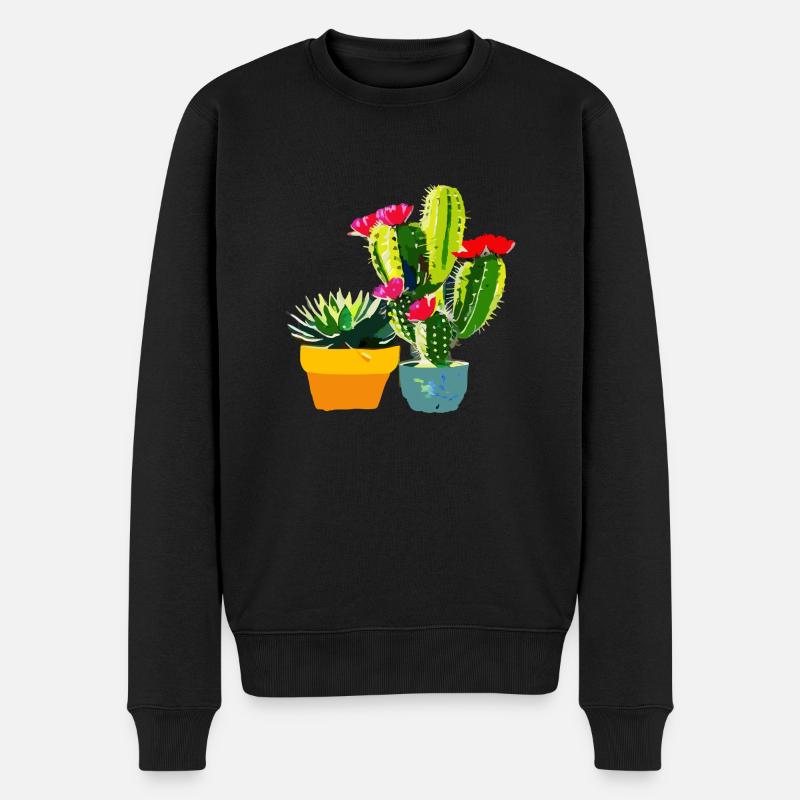 Kakteen - Männer Premium Bio Pullover - Schwarz