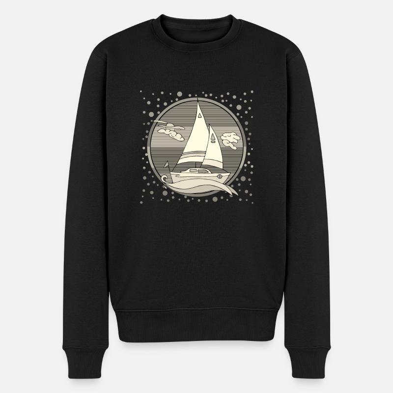 Segelboot - Männer Premium Bio Pullover - Schwarz