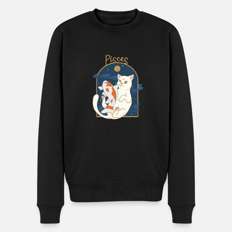 Pisces Zodiac Sign Cat - Männer Premium Bio Pullover - Schwarz