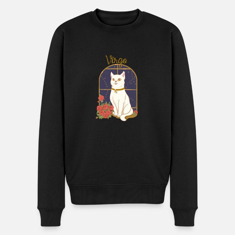 Virgo Zodiac Sign Cat - Männer Premium Bio Pullover - Schwarz