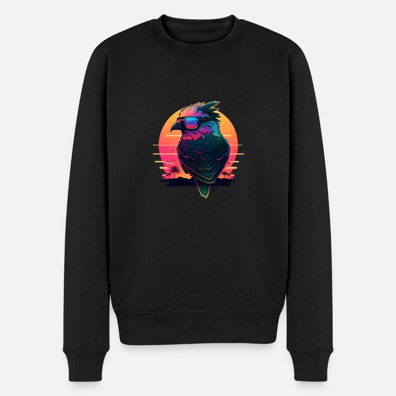 Synthwave sunset Bird - Pull Premium bio Homme - noir