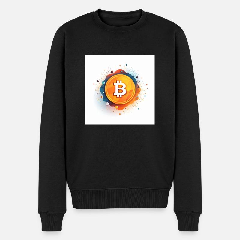 bitcoin logo design minimalistic white background - Männer Premium Bio Pullover - Schwarz