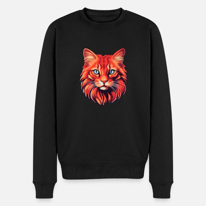 Rote Katze Hauskatze Katzenkopf Kater - Männer Premium Bio Pullover - Schwarz