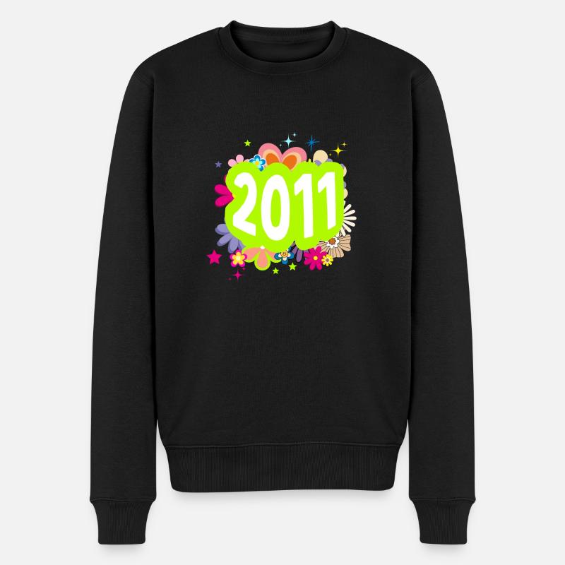 Année 2011 anniversaire Groovy floral - Pull Premium bio Homme - noir