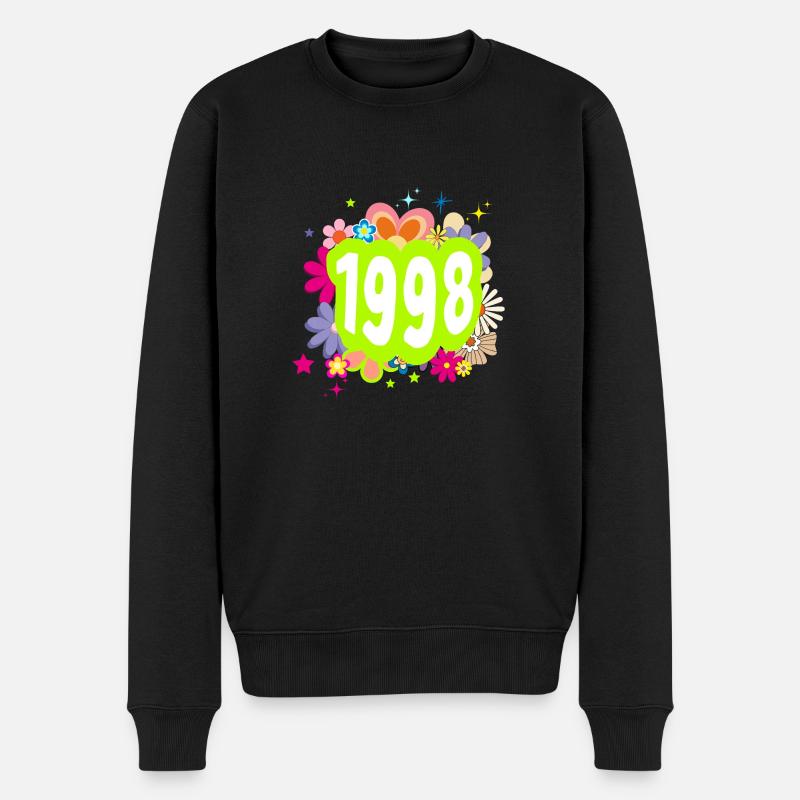 Année 1998 anniversaire Groovy floral - Pull Premium bio Homme - noir