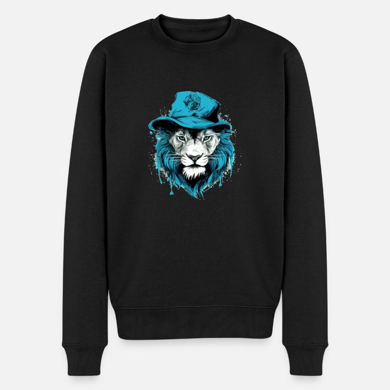 Iron le lion Bleu - Pull Premium bio Homme - noir