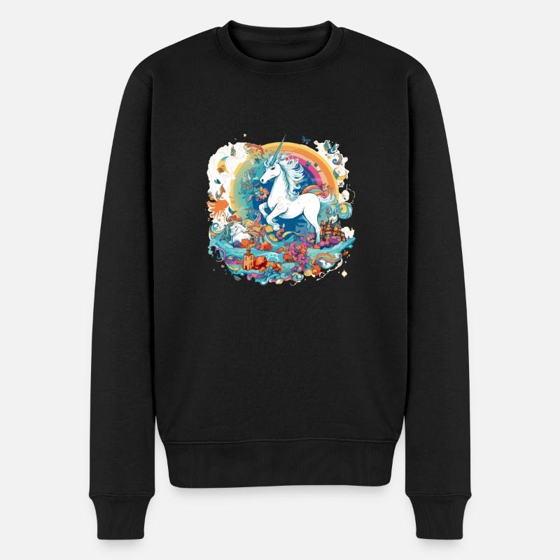 Das Einhorn Emma - Männer Premium Bio Pullover - Schwarz