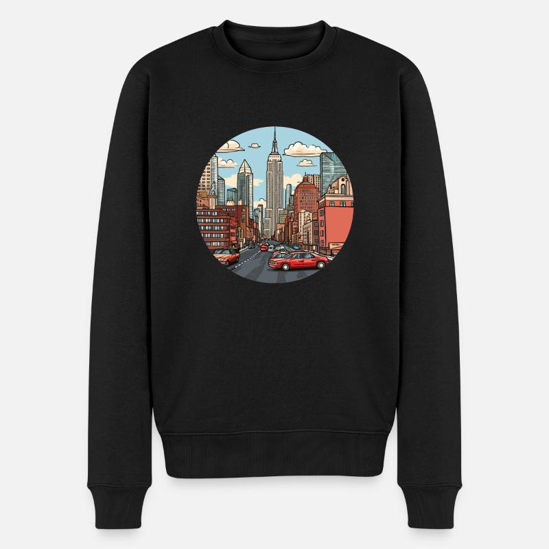 NY - Männer Premium Bio Pullover - Schwarz