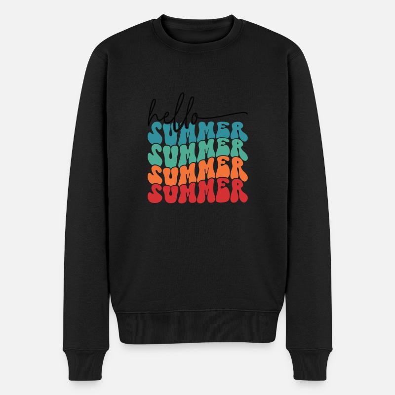 Hello Summer Sommer Sonne Strand Urlaub Meer Insel - Männer Premium Bio Pullover - Schwarz