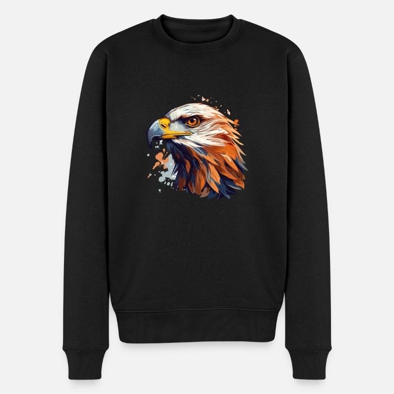 Adlerkopf Greifvogel Adler - Männer Premium Bio Pullover - Schwarz
