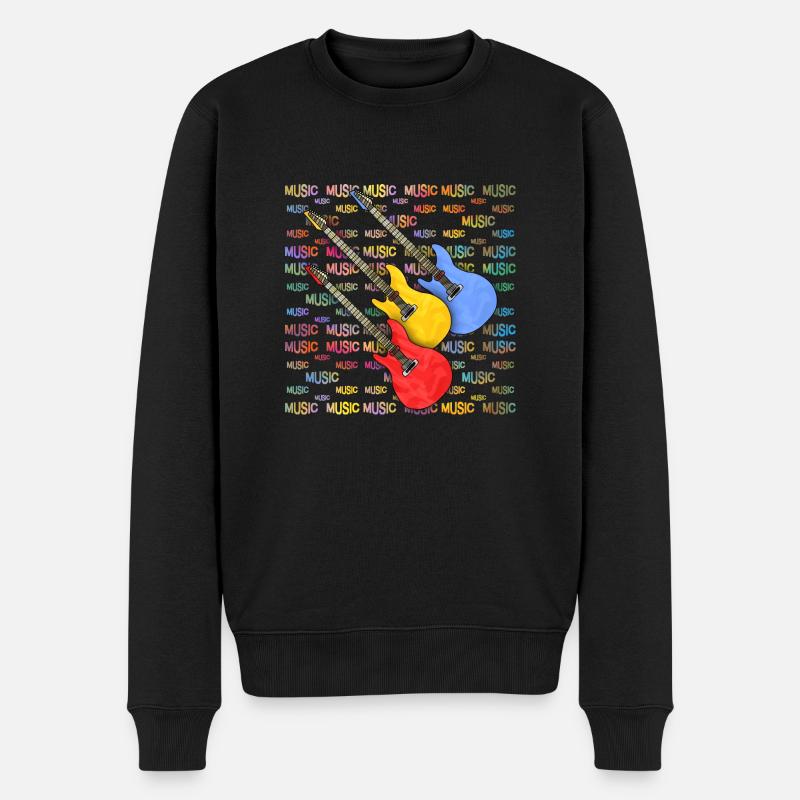 Gitarren - Männer Premium Bio Pullover - Schwarz