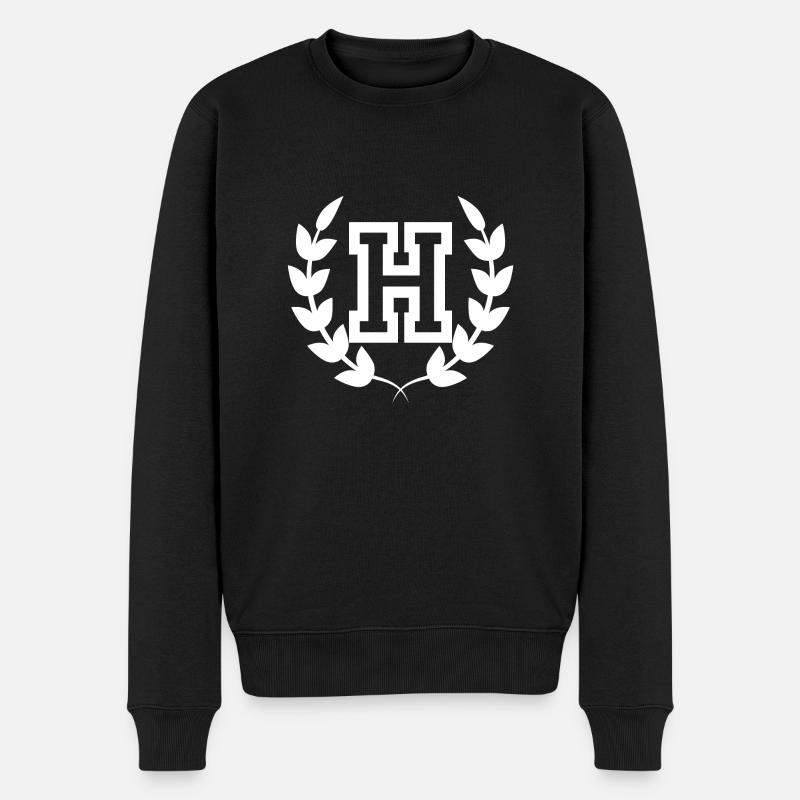 Buchstabe h sport - Männer Premium Bio Pullover - Schwarz