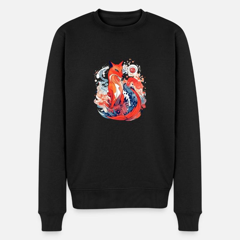 Mowglo der elegante Fuchs - Männer Premium Bio Pullover - Schwarz