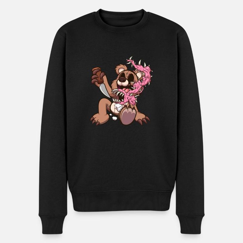Karikatur Teddybär Monster - Männer Premium Bio Pullover - Schwarz