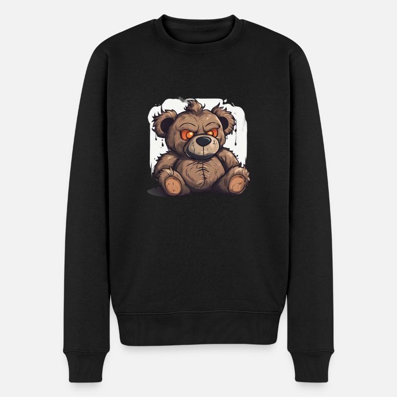 a scary teddy bear - Männer Premium Bio Pullover - Schwarz