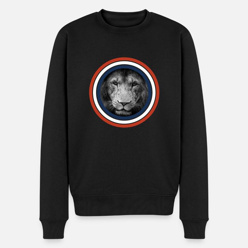 Löwenkreise rot weiß blau - Männer Premium Bio Pullover - Schwarz
