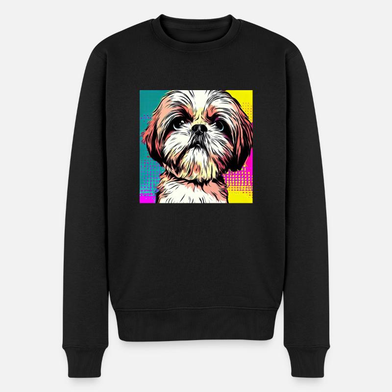 Shih Tzu Pop Art - Männer Premium Bio Pullover - Schwarz