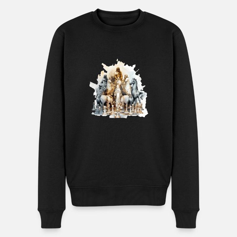 Die Venus des Schachs - Männer Premium Bio Pullover - Schwarz