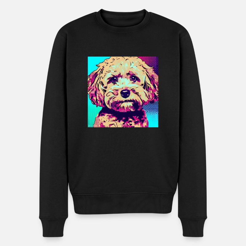 Pudel Kreuz Pop Art - Männer Premium Bio Pullover - Schwarz