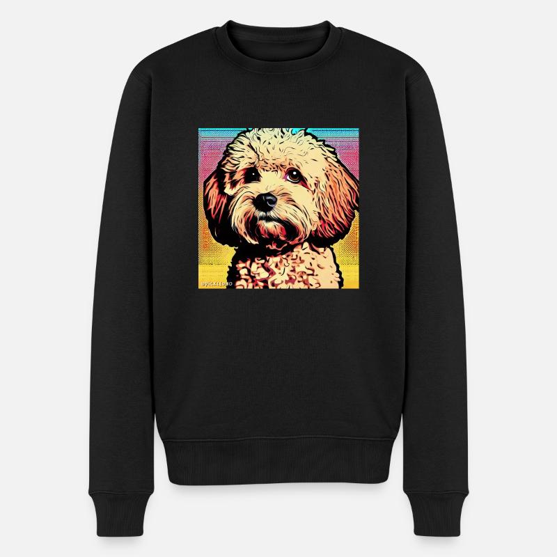 Poodle Cross pop art - Pull Premium bio Homme - noir