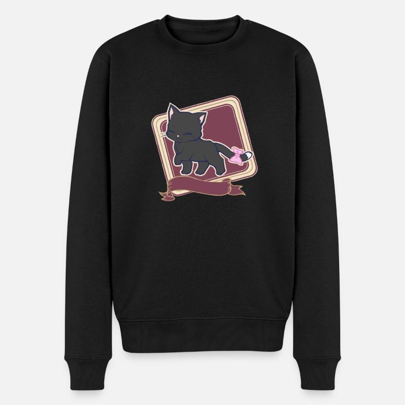 Katze - Männer Premium Bio Pullover - Schwarz