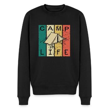 Camper Life Camp Campfire Camp Camping Hobby - Men's Premium Organic Jumper - black - Front - Nico (187cm)