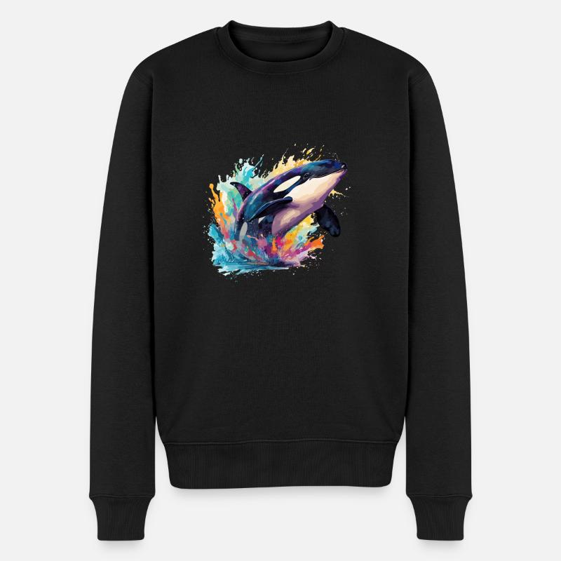 der bunte Orca-Wahl - Männer Premium Bio Pullover - Schwarz