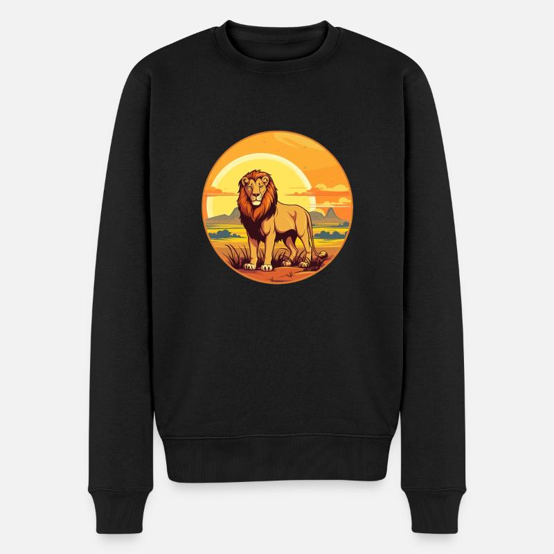 Le lion dans la savane - Pull Premium bio Homme - noir