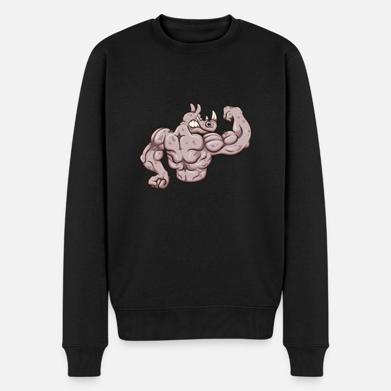 Starkes Nashorn - Männer Premium Bio Pullover - Schwarz